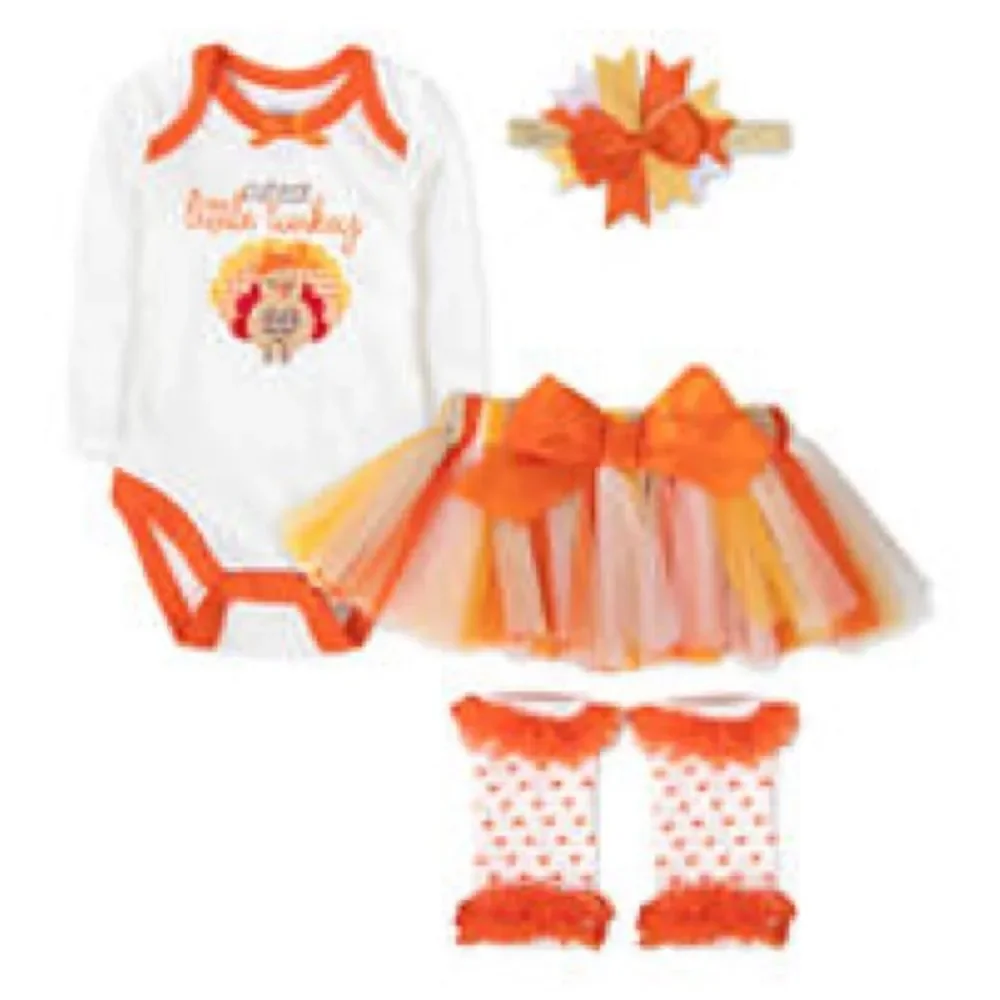Baby Essentials Baby Girls Cutest Little Turkey Bodysuit Set Size 6 Months NWT
